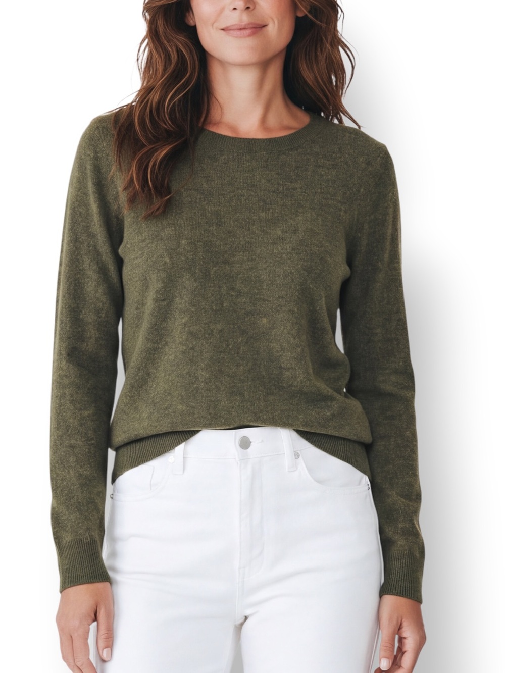 J.Crew Teddie Olive Green Merino Wool Blend Crew Neck Sweater Large NWT